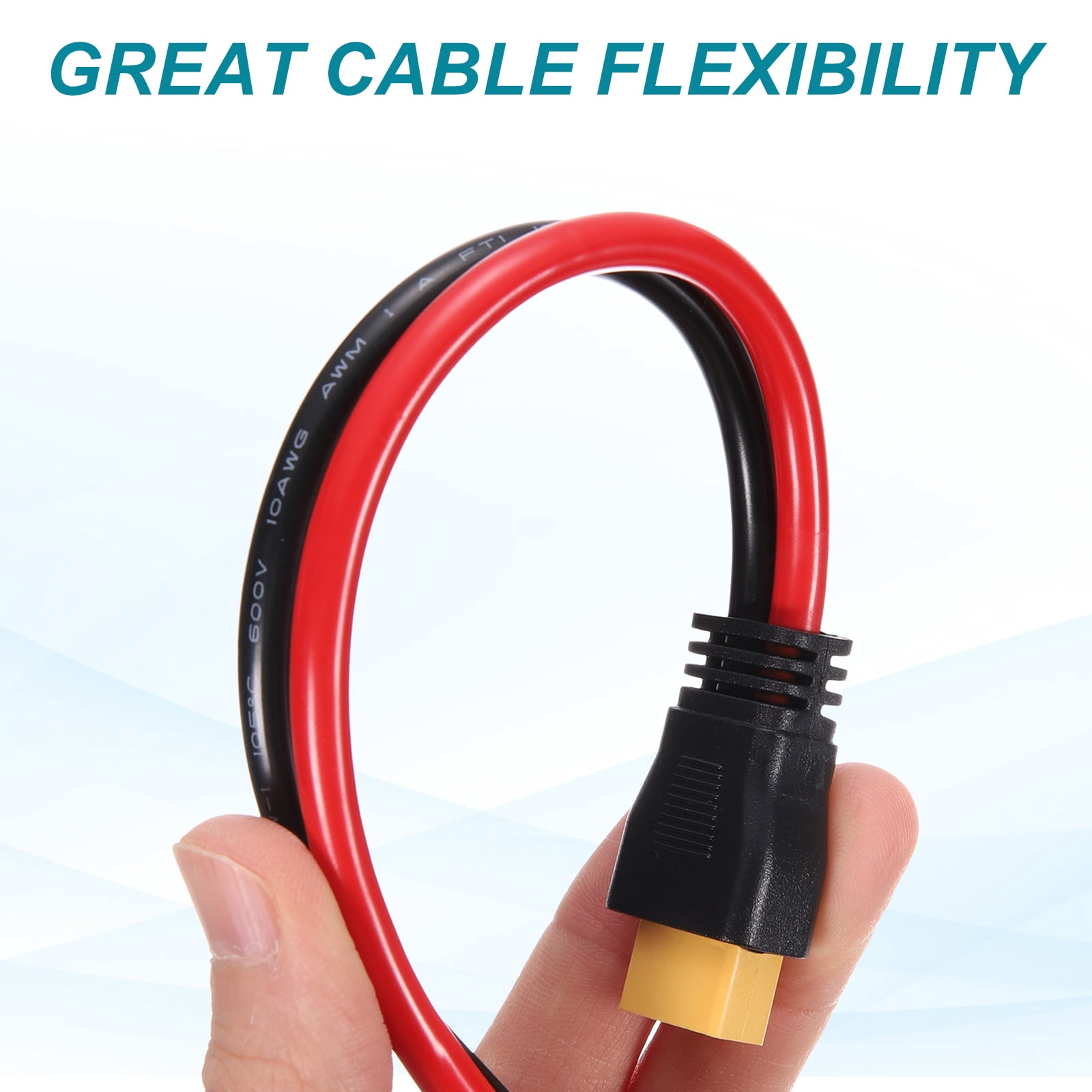 Uxcell 600VDC XT60 Extension Cable, 10AWG 10FT XT60 Male to Female Connector Cable for RC Battery Portable Power Station Solar Panel FPV Drone