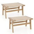 thumbnail image 1 of Costway 2 PCS Teak Wood Ottoman Footstool with Braided Rope for Living Room Bedroom Office, 1 of 8