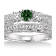 thumbnail image 2 of 2 Carat Emerald & Diamond Antique Bridal set on 10k White Gold, 2 of 3