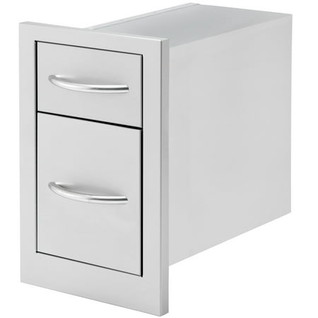 - 10.5 in. Wide Outdoor Kitchen Stainless Steel 2-Drawer Storage