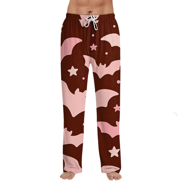 Satingcolo Mens Pajama Pants Halloween Funny Pajama Pants for Men with Drawstring Soft Printed Sleepwear Bottoms Sleep Lounge Pants