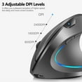 thumbnail image 3 of 2.4G Wireless Vertical Mouse Rechargeable Upright Ergonomic Mouse 3 Adjustable DPI Levels RGB Flowing Light Plug N Play, 3 of 10