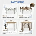 thumbnail image 5 of EAGLE PEAK 6-Sided Outdoor Camping Pop Up Gazebo w/Screen Netting, 13x13 Double-Tier Hexagonal Outdoor Canopy Tent for Patio, Garden, Party, Backyard, Beige, 5 of 9