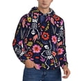 thumbnail image 2 of Wukai Dancing Skeletons Floral Garden Print Men Hoodies Fleece Sweatshirts Long Sleeve Sweaters Pullover Fall Outfits Winter Clothes-X-Large, 2 of 7