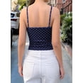 thumbnail image 6 of Women'S Cute Cropped Tank Tops Summer Polka Dots Y2K Going Out Basic Sleeveless Camisole Shirts Dark Blue L, 6 of 9
