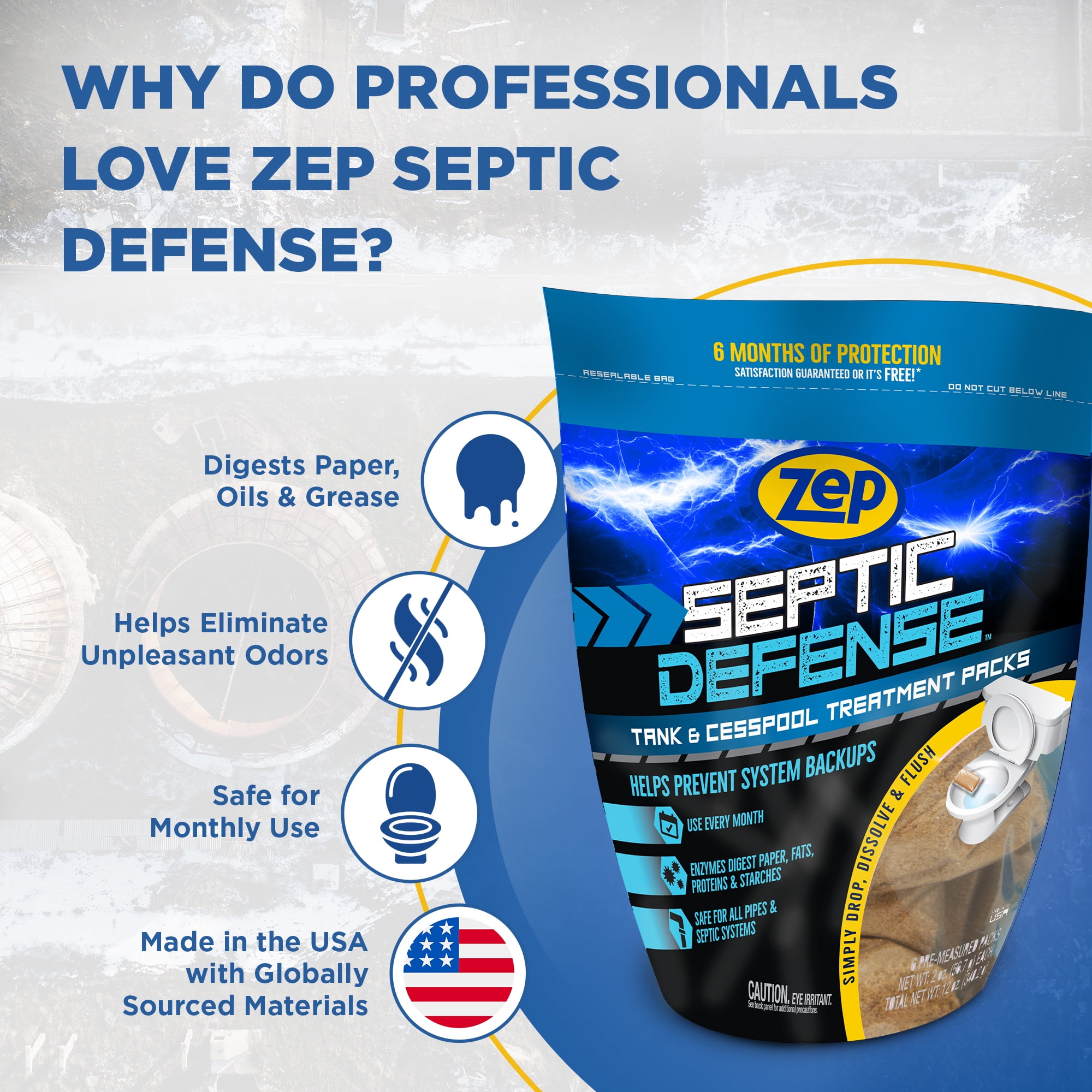 Zep 6-Pack Enzyme-Producing Septic Tank Cleaner & Waste Eliminator