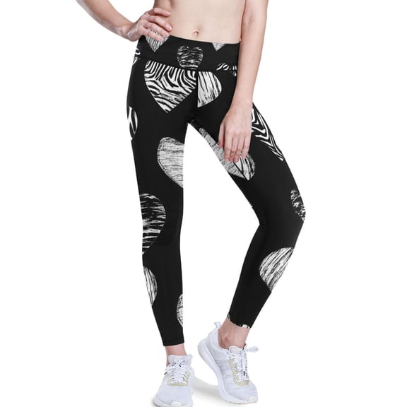 Ckdifva Hearts Zebra Stripes Yoga Pants with Pockets for Women Workout Athletic Yoga Leggings