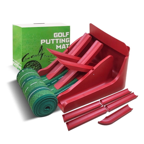 Golf Putting Mat - Putting Green Indoor with Ball Return & 4 Flip-Ramp - Indoor Outdoor Golf Practice Mat for Christmas, Game - Training Aid for Home, Office - Golfing Gift for Golfers Men