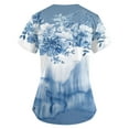 thumbnail image 3 of IYYVV Floral Printed Nursing Scrubs Shirts for Women 2024 New Fun Medical Plus Size Scrub Tops with Pockets Light Blue 4XL, 3 of 3