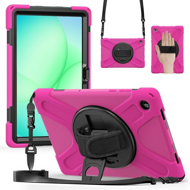 Funda para Samsung Galaxy Tab A11 Plus de 11 pulgadas (2025) y A9 Plus de 11 pulgadas (2023), funda protectora infantil a prueba de golpes con portalápices, correa de mano giratoria de 360 grados