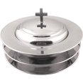 thumbnail image 1 of Communion Ware 3 Holy Stacking Bread Plates With A Lid - Stainless Steel (Mirror/Silver), 1 of 4