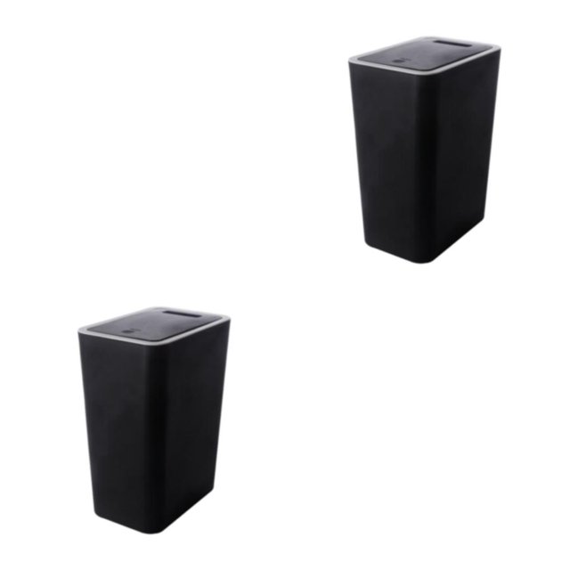 mmirethe 1/2/3 Nordic Trash Can - Press Open Lid Wide Application Less Space Rectangular Trash Large Capacity Black L 2PCS