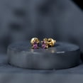 thumbnail image 5 of Rosec Jewels Natural Amethyst Turtle Earrings for Women - February Birthstone Earrings - Ready to Gift for Birthday, 14K Yellow Gold, 5 of 9