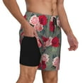 thumbnail image 3 of Haiem Rose Flowers Mens Swim Trunks with Compression Liner 2 in 1 Swimming Shorts Stretch Swimwear Quick Dry,Board Shorts-Large, 3 of 9