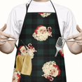 thumbnail image 2 of Green and Black Christmas Plaid Santa Pattern Apron-Garden Aprons for Women with Pockets-Cotton Linen Waterproof Kitchen Cooking Gardening Aprons Adjustable for Kitchen,Cooking,BBQ and Salon 33"x27", 2 of 7
