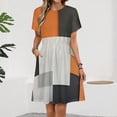 thumbnail image 2 of Orange Geometric Art, Black And White Orange Short Sleeve Dress Women Summer Evening Dresses Ladies Sundress, 2 of 7
