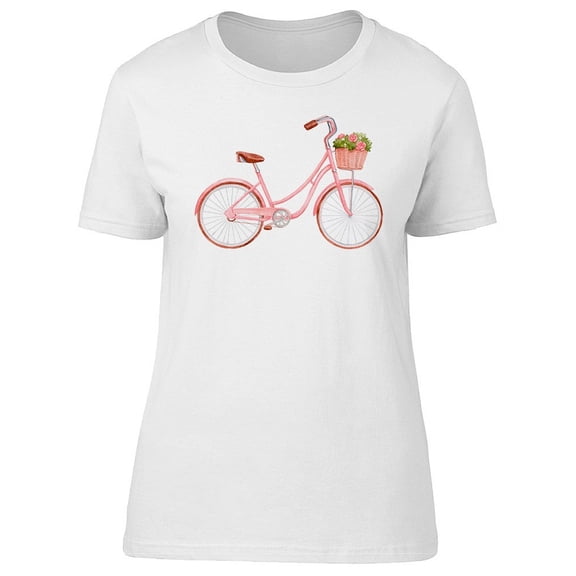 Cute Pink Floral Vintage Bicycle T-Shirt Women -Image by Shutterstock, Female Small
