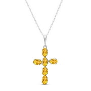 Galaxy Gold 14k 22" White Gold Natural Citrine Cross Pendant Necklace