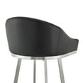thumbnail image 3 of Noran Swivel Bar Stool in Brushed Stainless Steel with Black Faux Leather, 3 of 13