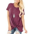 thumbnail image 5 of FAMITION Casual Cute Short Sleeve T Shirts for Women Summer Twist Knotted Blouse Tunic Tops, 5 of 9