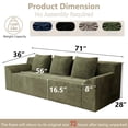 thumbnail image 2 of Luckhao 71" Small Corduroy Cloud Loveseat, Compressed Boneless Sofa in a Box, No Assembly, Green, 2 of 8