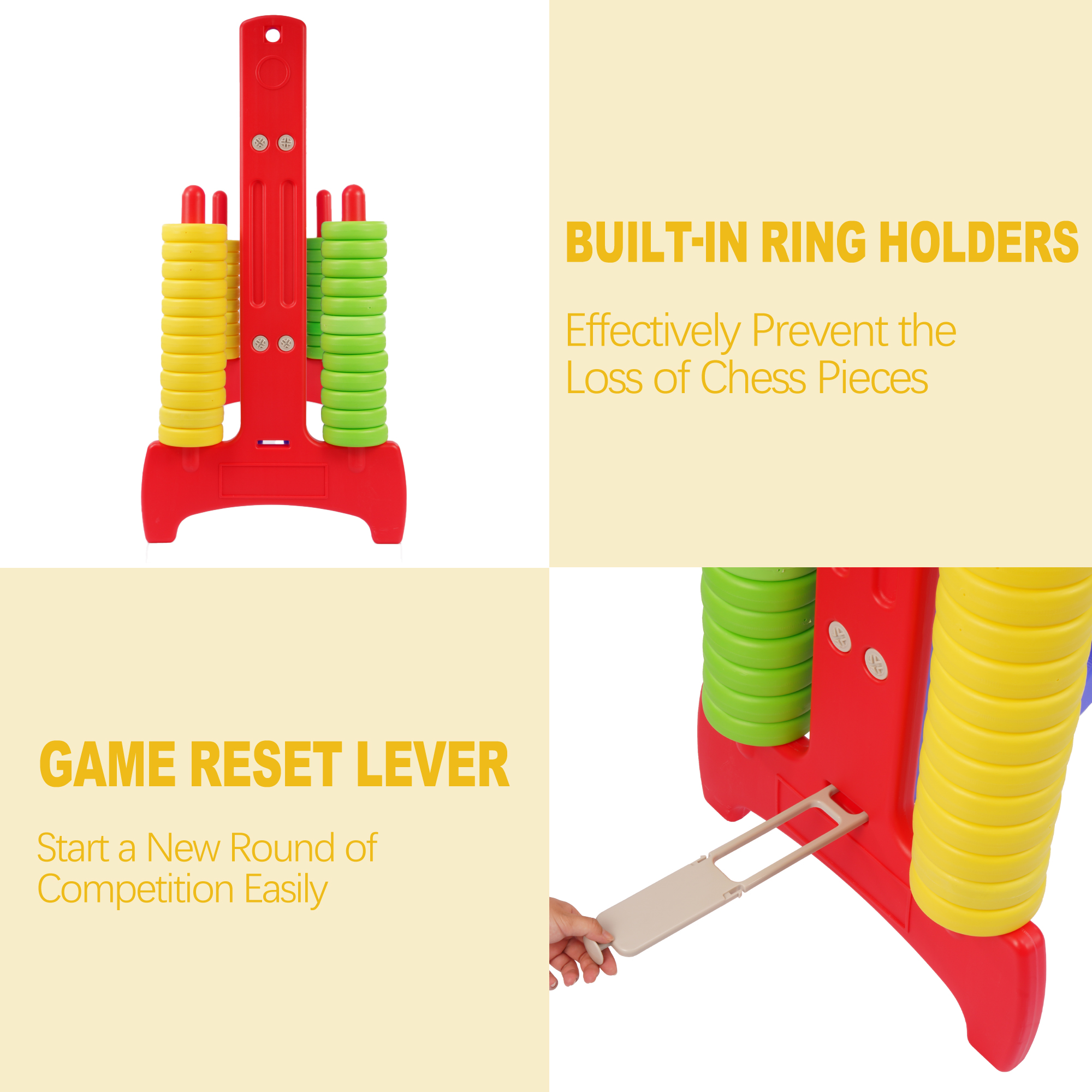 FlexWave 4-to-Score Game Set, with 42 Jumbo Rings and Quick-Release Slide, for All Ages, Perfect for Holiday Parties and Family Games, Large Size
