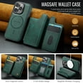 thumbnail image 2 of For iPhone 14 Pro Max PU Leather Wallet Phone Case,Compatible with Mag-Safe,Magnetic Detachable Card Holder,Back Flip Kickstand,2-in-1 Heavy Duty Shockproof RFID Blocking Phone Case,Green, 2 of 10
