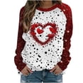thumbnail image 1 of Penkiiy Mode Dames Saint-Valentin Imprimé Sans Tête Manches Longues Col Rond Haut 2TG Rouge, 1 of 5