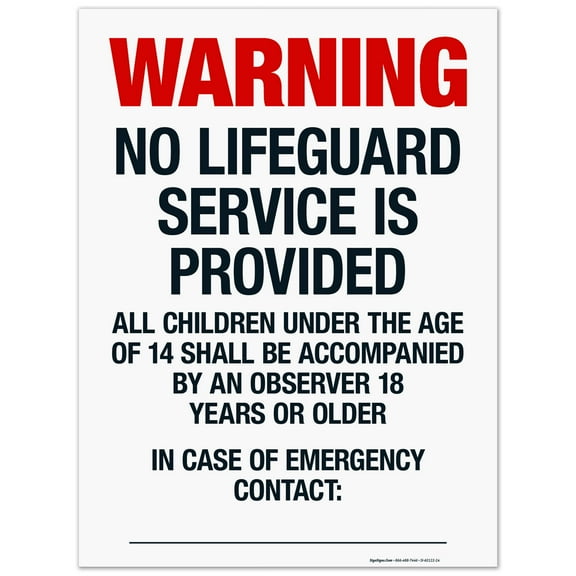 New Mexico Warning No Lifeguard Sign, Complies With State Of New Mexico Pool Safety Code, 18x24 Corrugated Plastic