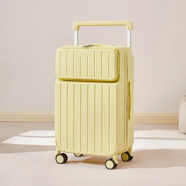 Asa ancha, equipaje con apertura frontal con portavasos USB, contraseña, maleta ligera, cubierta de carrito de embarque para hombres y mujeres, 20 pulgadas