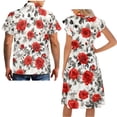 thumbnail image 5 of Uorisanigo Red Rose Matching Couple Outfits Valentine's Day Husban and Wife Clothing Men's Short Sleeve Shirt Hawaiian Shirts and Womens Summer Midi Dress Soft Party Dresses Size 2XS, 5 of 7