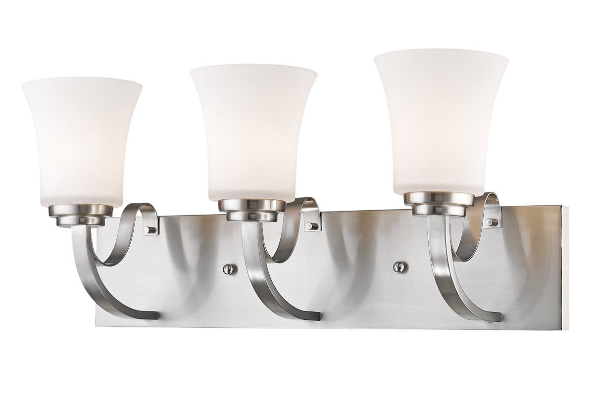 Bathroom Vanity 3 Light With Brushed Nickel Finish Steel Medium Base Bulb 22 inch 300 Watts