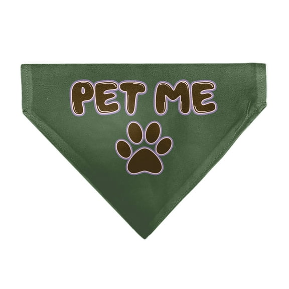 Buckle-Down Pet Me Text and Paw Olive Pinks Brown Slip On Collar Bandana Only