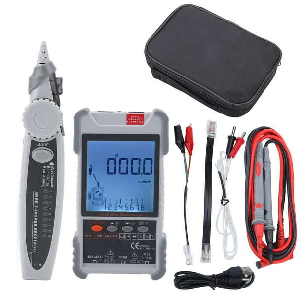 Kit De Probador De Cables De Red, Conjunto De Multímetro De Buscador De Línea De Longitud De Medida De 500 M Rastreador De Cables Multifuncional Con Luz Frontal, Pantalla Digital, Función De Indicador