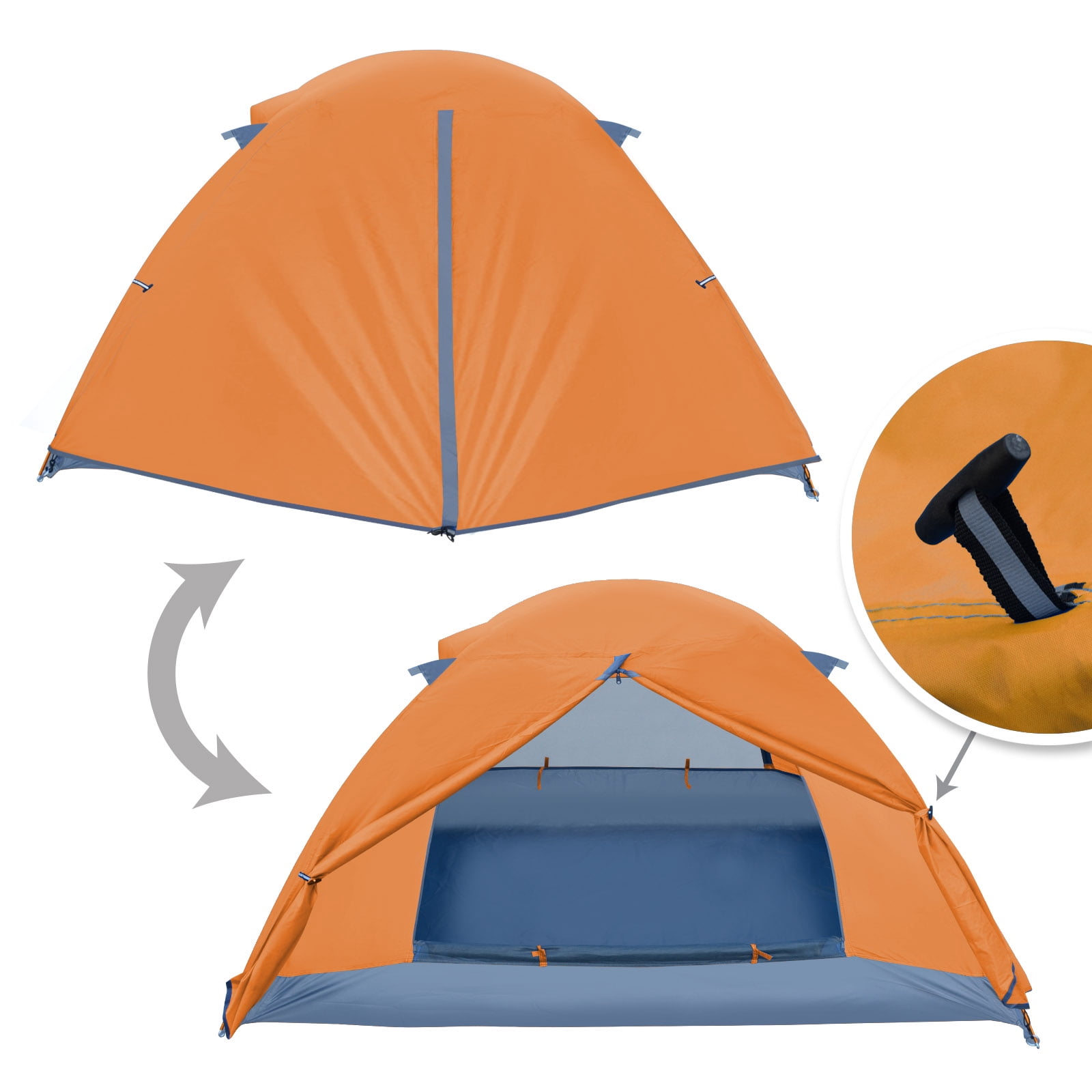 Sunny Portable 1-2 Persons Backpacking Tent Double Layer Outdoor Waterproof Camping Hiking-Orange