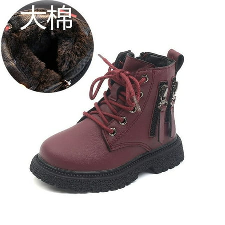 

DancePeanut Autumn Winter Children Girls Elegant Lace-Up Ankle Boots Cotton Shoes Kids Boys Non-Slip Fashion Boots Size 21-30
