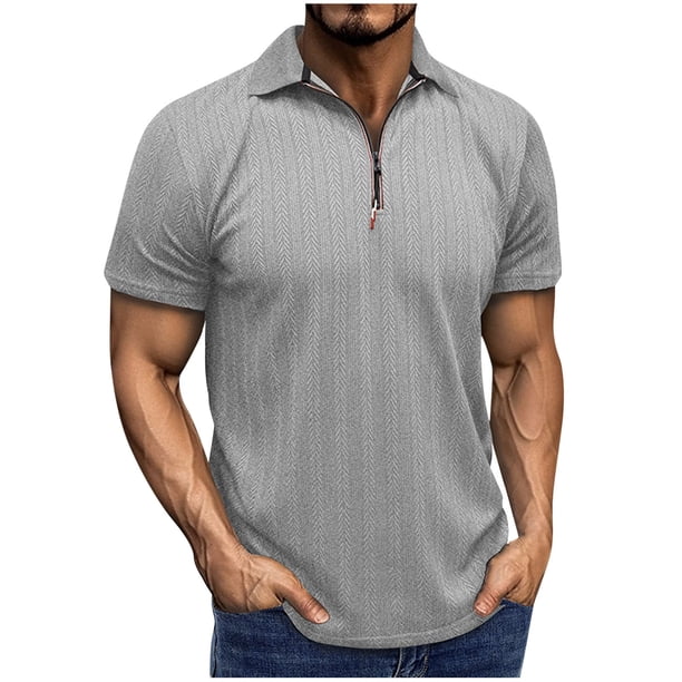 Blusa de Manga Corta para Hombre Bloque Botones de Color Turndown Collar Superior, Mezcla Transpirable de Rayón Poliéster para Al Aire Libre