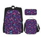 thumbnail image 1 of Disketp Bright Purple Butterflies Mochila Estampada de Gran Capacidad con Lonchera y Estuche, Set de 3 Piezas para Estudiantes, 1 of 7
