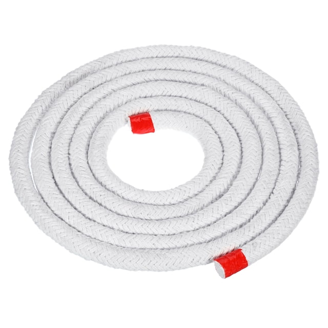 Unique Bargains 13.12ft x 0.75inch Ceramic Fiber Rope, Round Braided Rope High-Temperature Gasket Seal for Boiler Furnace Oven Kiln Casting, White