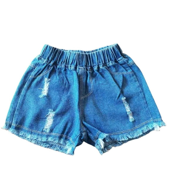 Ruyang Boys Girls Denim Pull On Shorts Cut Off Ripped Jean Shorts Distressed Elastic Waist Short Pants for Toddler Kids