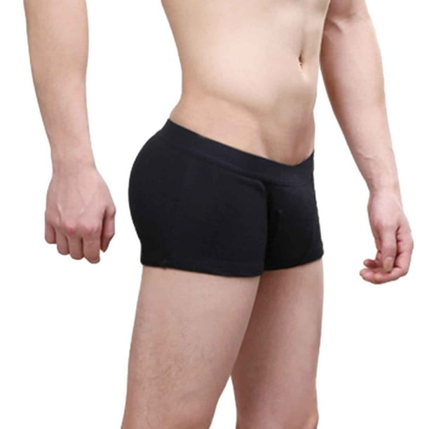 nsendm Mens Underpants Adult Male Underpants Boxers Underwear for Men Mens  Running Anti Wears Leg Sports Sweat Absorbent Sports U Double Layer Mens  Underwear(Black,L) 