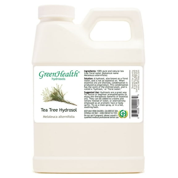 GreenHealth Tea Tree Hydrosol 16 fl oz Clear Plastic Bottle with Black Spray Cap