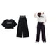 thumbnail image 3 of Guardurnaity Camiseta de manga corta para niñas, conjunto de pantalones de pierna ancha, senderismo, estilo informal para niños, camisetas, conjuntos de ropa Negro 160cm, 3 of 6