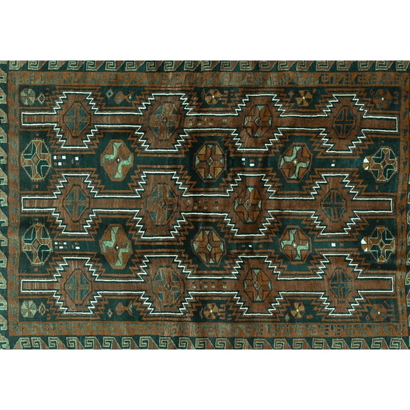 Ahgly Company Machine Washable Indoor Rectangle Persian Turquoise Blue Traditional Area Rugs, 5' x 7'