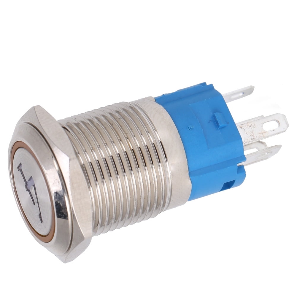 16mm 2PCS Waterproof Stainless Steel Push Button Switch, Momentary Push