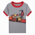 thumbnail image 4 of TOWED22 Toddler Baby Boy Summer Clothes 2pcs Dinosaur Truck Print Round Neck Short Sleeve Shirt Top Elastic Waist Shorts Outfits(Grey,120/6), 4 of 9