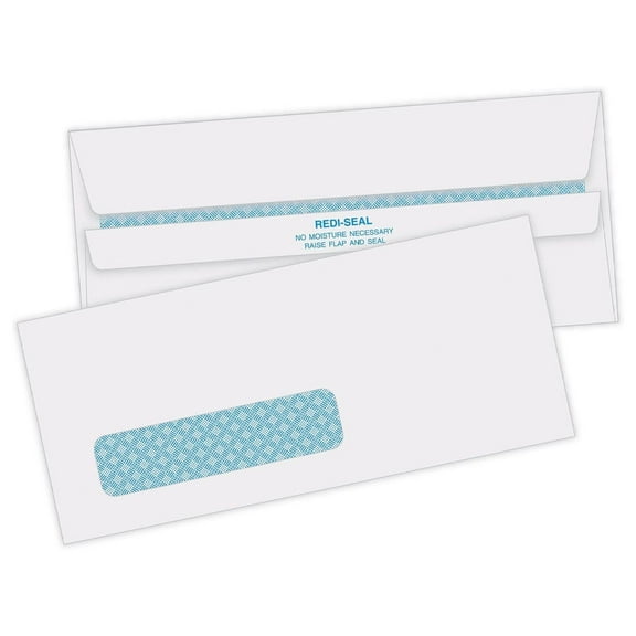 #10 Left Window Security Tinted Envelopes with a Self Seal Closure for Standard Business Mailings, 24 lb. White Wove, 4-1/8 x 9-1/2, 500 per Box (21418)