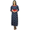 thumbnail image 6 of Bimba Women's Cotton Maxi Dresses Floral Print Round Neck Long Sleeve, 6 of 6