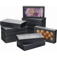 thumbnail image 1 of 12 cajas de regalo de papel negro, tipo cajón, con ventana de PVC esmerilado, ideales para obsequios de fiesta, joyas o regalos de pedida de mano. Medidas: 16 x 9 x 3 cm., 1 of 9