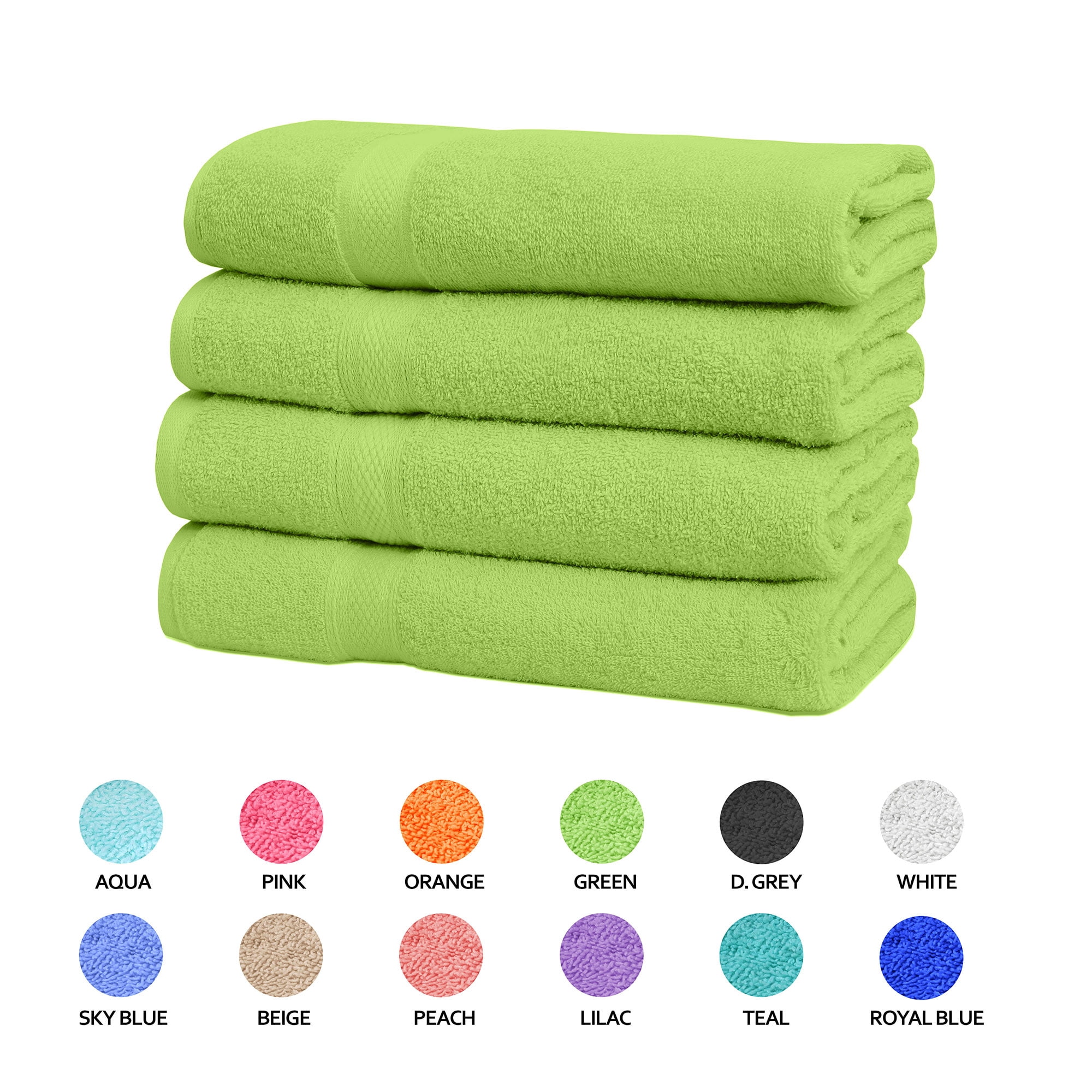 Falari Premium Bath Towel Set 100% Ring Spun Cotton Towels for Home Hotel Spa Extra Large 27x54 Maximum Softness and Absorbency 4-Pack Green